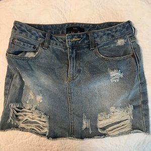 Forever 21 jean distressed skirt